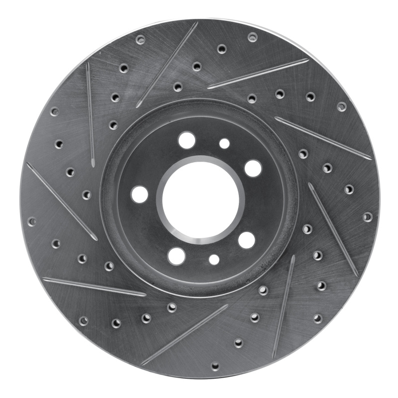 Ford Crown Victoria Brake Rotor (1) - Front Right - R1 Concepts - Drilled & Slotted - Silver - `98-`02